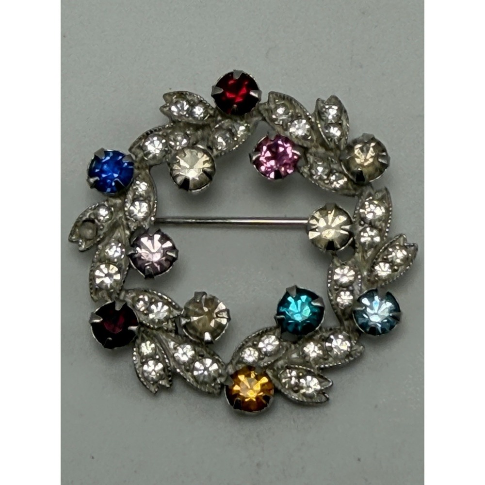 Eisenburg Brooch Vintage Multi-Color Stones 1.5"